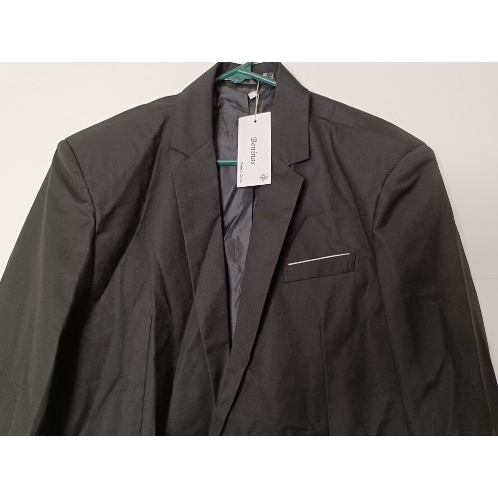 Beninos Mens Slim Fit Casual One Button Blazer Jacket (XL, Black) - Picture 3 of 6